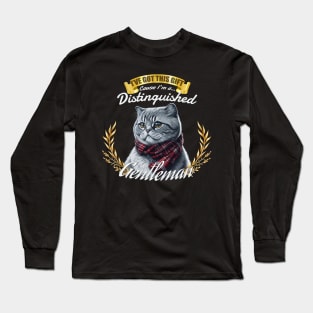 The Distinguished Scottish Fold Cat Gentleman Long Sleeve T-Shirt